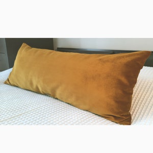 Rust Orange Long Lumbar Velvet Pillow Cover, Copper Luxury Velvet Long Body Pillow,  Extra Long Lumbar Pillow Cover, 14&quot;x36&quot;