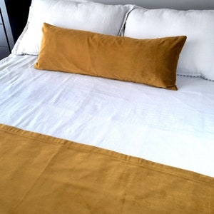 Mustard Yellow Pillow Cover, Lumbar Throw Pillow, Extra Long Lumbar Pillow Cover 14"x36" image 3