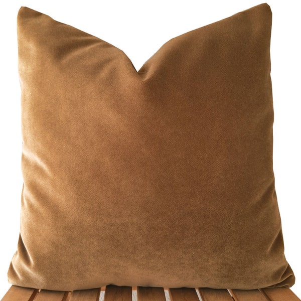 Velvet Pillow Cover Camel, Euro Sham Camel Pillow Cover, Velvet Throw Pillow Cover Any Size
