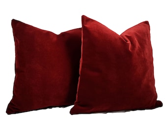 Burgundy Red Velvet Pillow Cover Any Size, Wine Red Luxury Throw Pillow, Red Home Decor