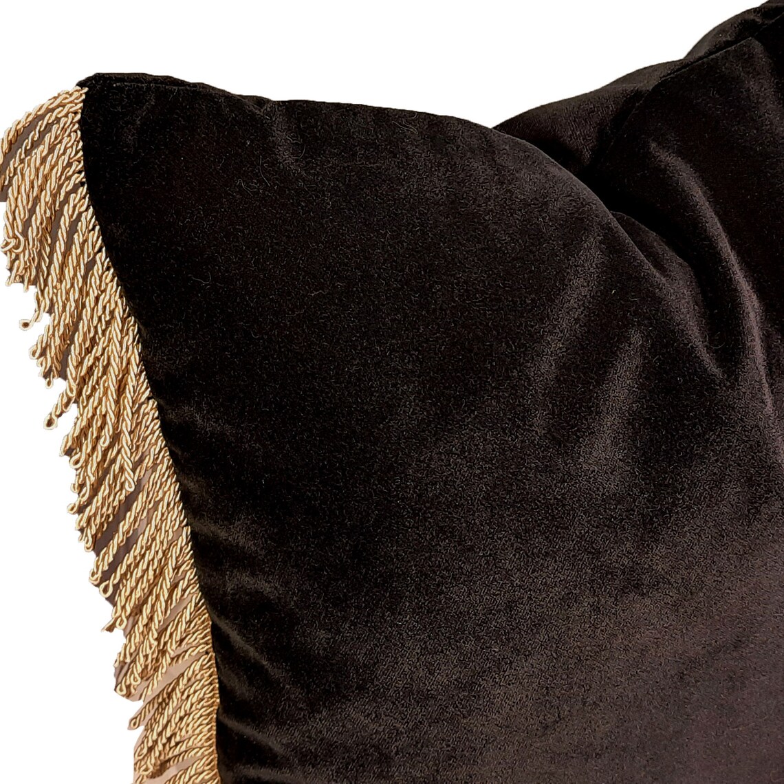 Luxury Black Velvet Pillow Cover With Gold Fringed Etsy