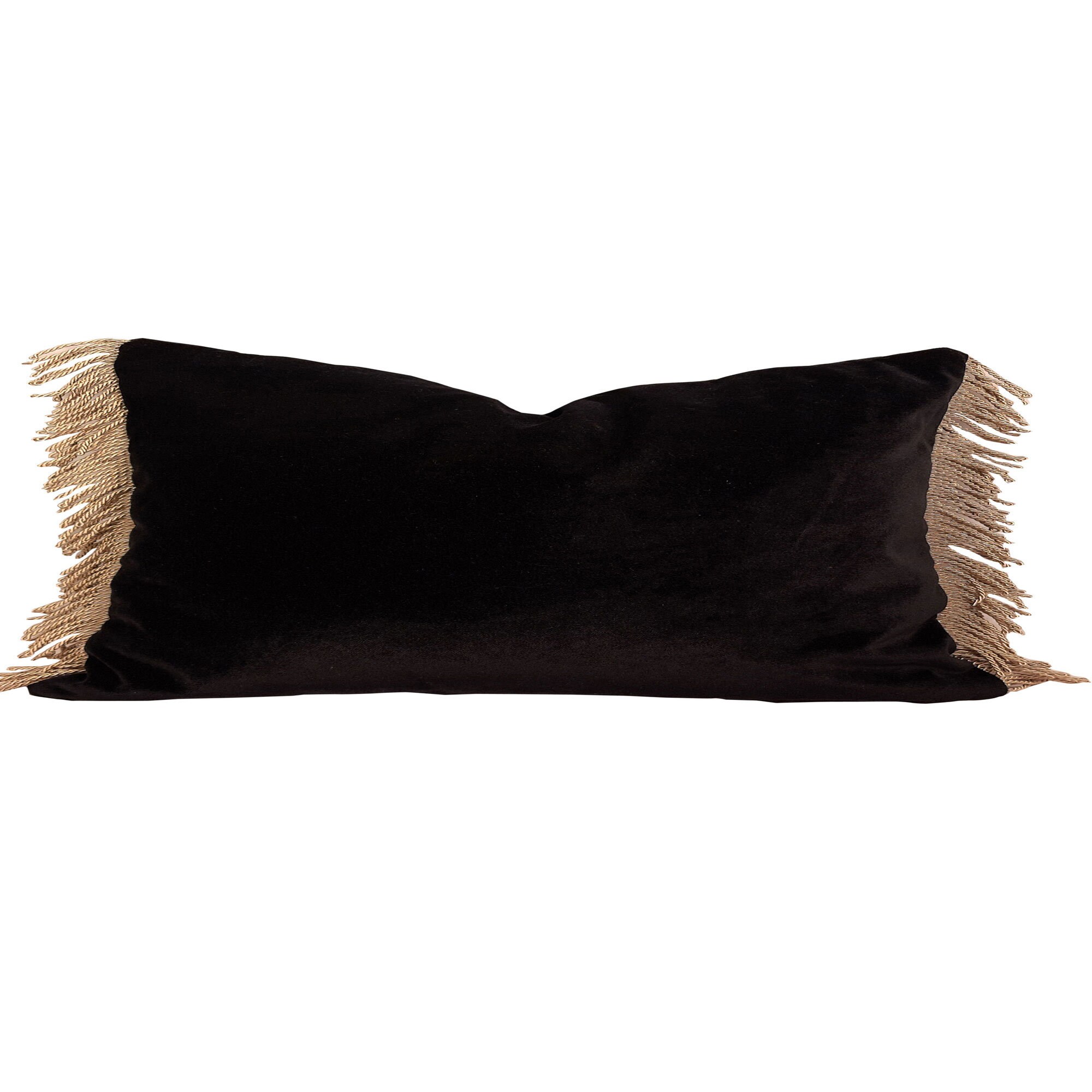 Luxury Black Velvet Pillow Cover With Gold Fringed Etsy