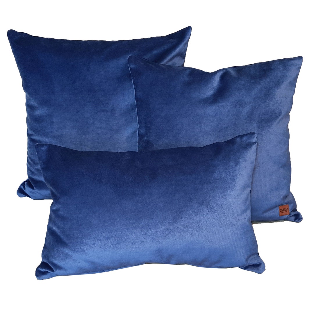 Royal Blue Velvet Decorative Pillow Cover Blue Velvet Throw Etsy