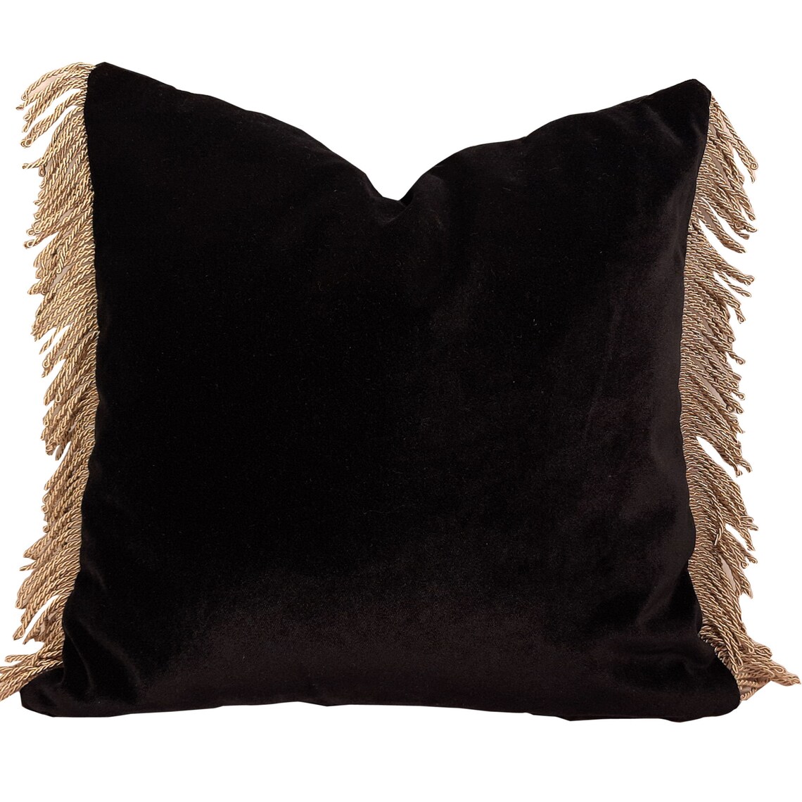 Luxury Black Velvet Pillow Cover With Gold Fringed Etsy