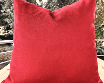 Tomato Red Velvet Pillow Cover, Rich Red Luxury Throw Cushion Case, Custom Size