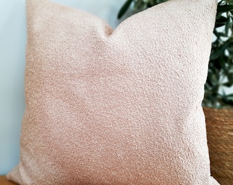 Blush rosa Boucle-Kissenbezug, gewebter Euro Sham, strukturiertes dekoratives Akzentkissen, Boho-Kissenbezug jeder Größe