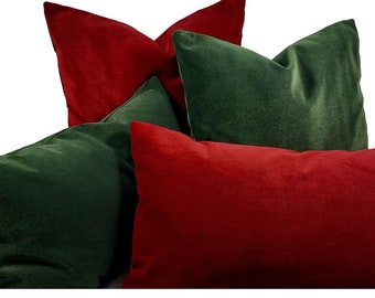 Christmas Wine Red, Dark Green Pillow Cover, Burgundy Throw Pillow, Christmas Decoration