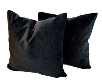 Luxury Black Velvet Pillow Cover, Solid Cotton Velvet Black Throw Pillow Case, Black Minimalist Home Decor