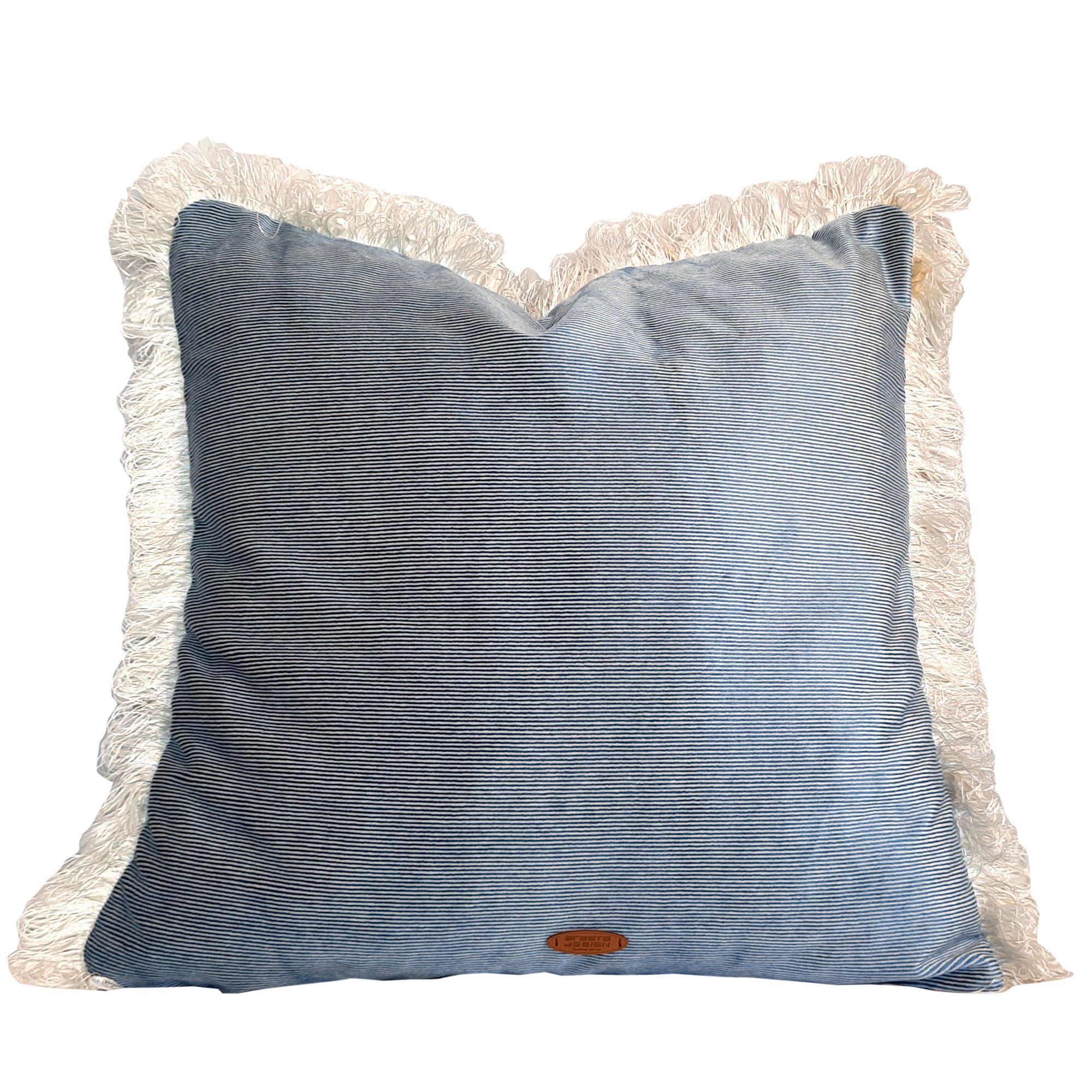 Luxury Blue and White Striped Velvet Pillow Cover with White Etsy