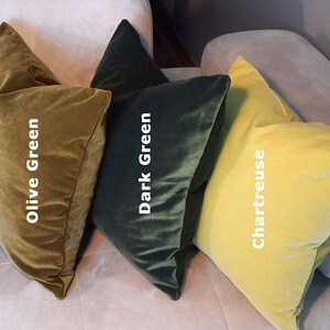 Olive Green,  dark green, chartreuse luxury velvet pillow covers.