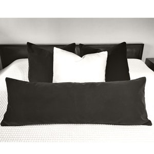 Luxury Black Oversized Lumbar Throw Pillow Cover, Long Velvet Pillow, Large Lumbar Pillow Cover, 14&quot;x36&quot; Bed Pillow
