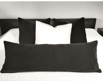 Luxury Black Oversized Lumbar Throw Pillow Cover, Long Velvet Pillow, Large Lumbar Pillow Cover, 14"x36" Bed Pillow