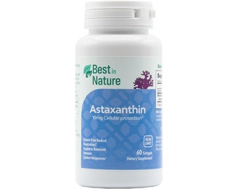 Natural Astaxanthin Supplement rich in Antioxidants - 10mg 60 Capsules | Best in Nature