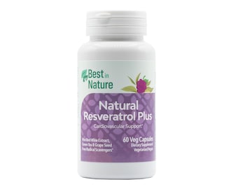 Natural Resveratrol Plus Supplement rich in Antioxidants 60 Veg Capsules | Best in Nature
