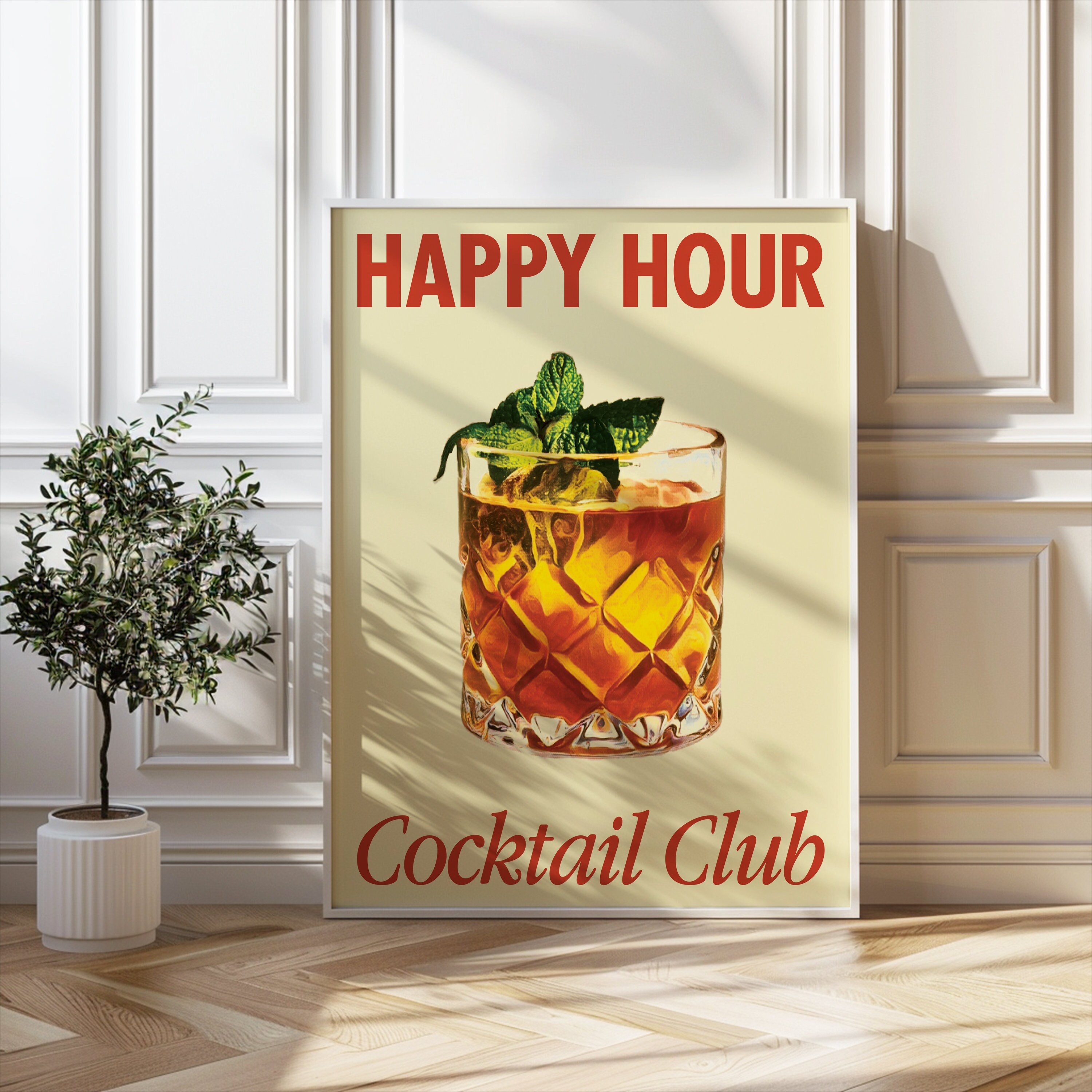 Discover Vintage Cocktail Wall Art Poster for Bar Cart Decor, Retro Alcohol Print, Kitchen Wall Decor, Digital Download
