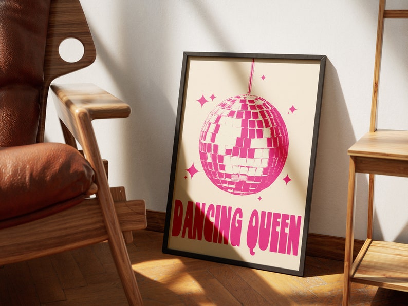 Dancing Queen Wall Art, Disco Ball Print, Funky Print, Groovy Posters ...