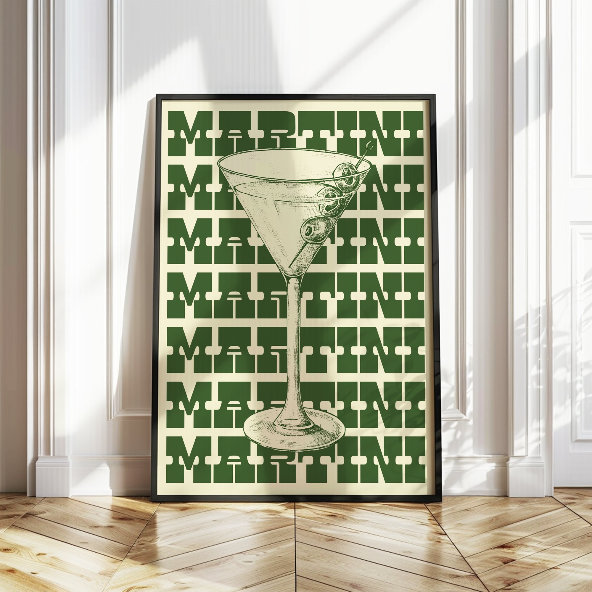 Discover Martini Bar Cart Wall Art, Cocktail Poster, Retro Alcohol Print, Kitchen Decor