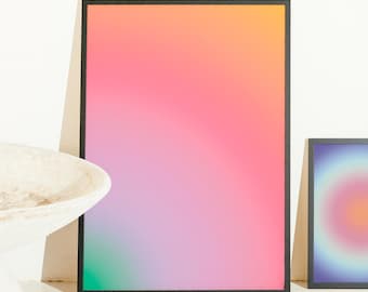 Gradient Affirmation Poster Instant Download, Pink Orange Green, Retro Aura Poster, Spiritual Wall Art, Aura Print, Trendy Prints, Wall Art