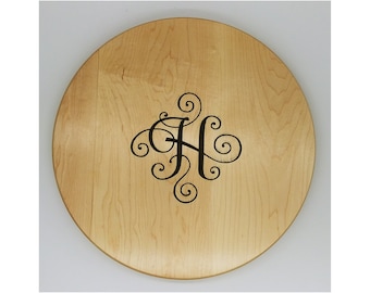 Walnut or Maple lazy Susan-Maple Lazy Susan-Monogrammed Lazy Susan-Cheese Board-Centerpiece
