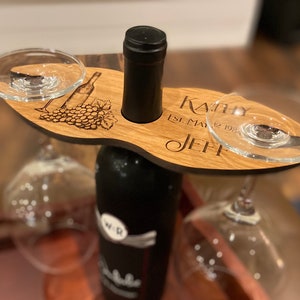 Wine Caddy-Personalized Wine Caddy-Wine Glass Holder-Wine Butler-Wood Wine Glass Holder-Housewarming-Hostess-Wedding-Birthday-Shower Gift