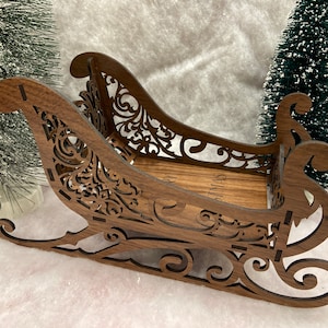 Christmas Sleigh Fully Assembled Walnut!