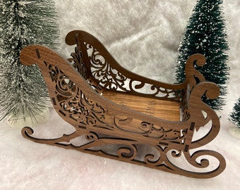 Christmas Sleigh Fully Assembled Walnut!