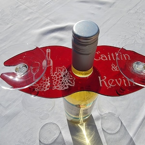 Wine Caddy-Personalized Wine Caddy-Wine Glass Holder - Acrylic Wine Glass Holder-Housewarming-Hostess-Wedding-Birthday-Shower Gift