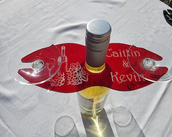 Wine Caddy-Personalized Wine Caddy-Wine Glass Holder - Acrylic Wine Glass Holder-Housewarming-Hostess-Wedding-Birthday-Shower Gift
