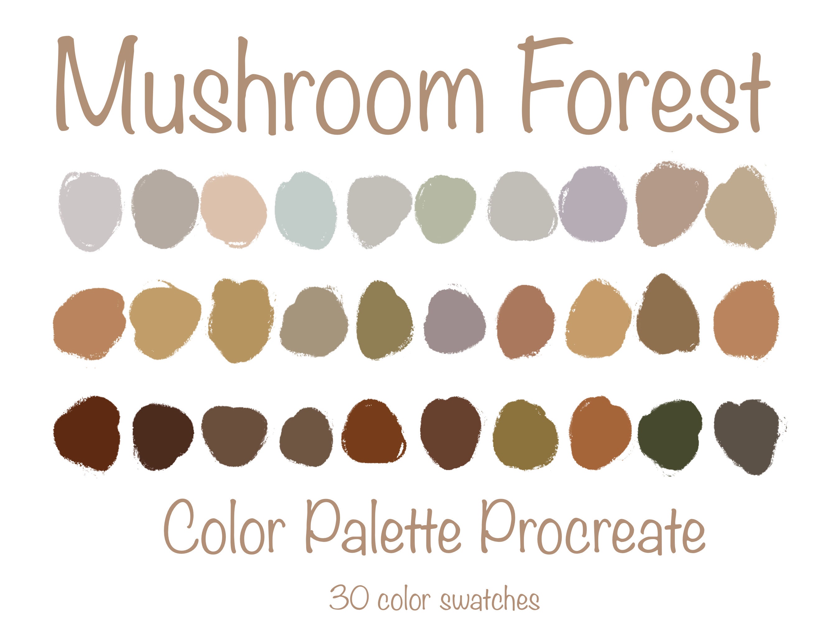 Procreate Color Palette Boho Mushroom Forest Swatches Neutral Colors 30