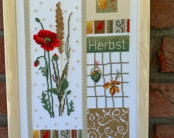 Embroidery*25x34*CornPoppy*Poppy*Autumn*hand-embroidered*Cross stitch*handmade