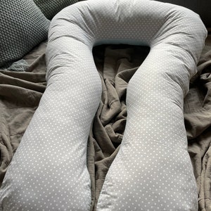 GREY Waffle Pique/ DOTS Smooth Cotton XXXL Pregnancy Pillow Side Sleeper Pillow Nursing Pillow Type A U 330 cm Relax Pillow Loolay®