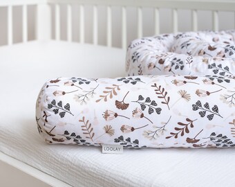 FLOWER MEADOW Flowers BROWN White Decorative Cushion Changing Table Protective Roll Draught Excluder LOOLAY® Great Gift!