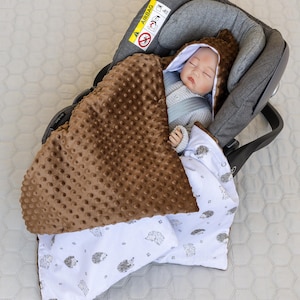 IGEL wikkeldeken voor kinderen autostoel en draagzak draagzak knuffeldeken kinderwagendeken babydeken 90 x 90 cm PREMIUM geschenk beige