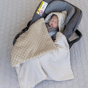 BEIGE wikkeldeken voor kinderautostoel en draagzak baby draagzak knuffeldeken kinderwagendeken 90 x 90 cm babydeken PREMIUM cadeau LOOLAY