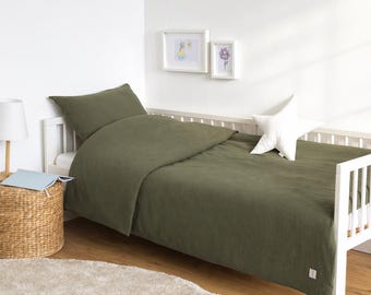 MUSSELIN Bedding for Children & Babies, GREEN, 100% Cotton, Soft and Breathable, IKEA Standard Sizes 80x80–150x200, Loolay Children's Bedding