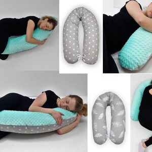 Cotton / MINKY MINT Nursing pillow pregnancy pillow 170 cm XxL SOFT positioning pillow side sleeper pillow incl. cover Loolay® 1A product
