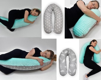 Nursing pillow cotton/ MINKY MINT Pregnancy pillow 170 cm XxL SOFT Storage pillow Side sleeper pillow ink. Cover Loolay® 1A product