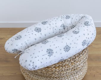 M/L and L/XL SIDE SLEEPER PILLOW Pregnancy Pillow Nursing Pillow 170 & 190 cm Grey Cotton Positioning Pillow + Cover Pillow for sleeping