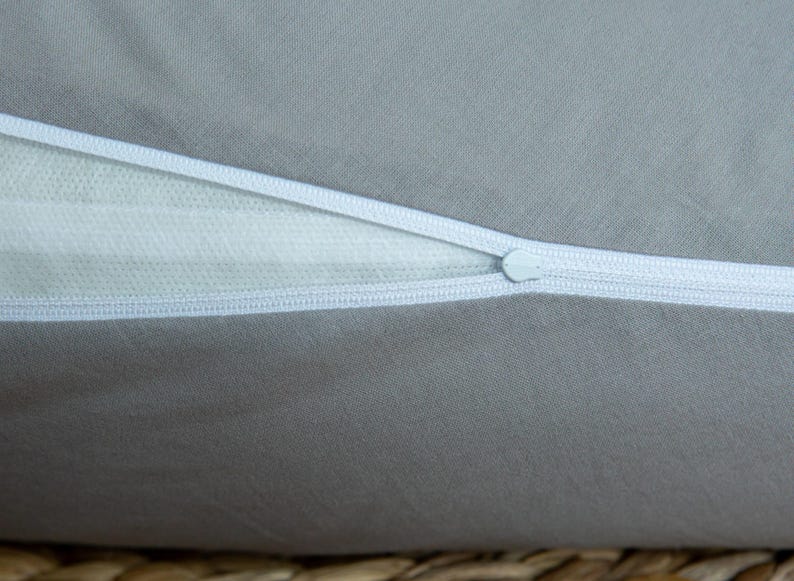 Reißverschluss CLASSIC 100% Baumwolle Weiß, Grau, Beige (nicht gemustert) SEITENSCHLÄFERKISSEN Stillkissen Schwangerschaftskissen 170 & 190cm Bezug Kissen