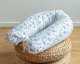 WHITE Waffle Pique/ FLOWERS 100% Cotton Brown, Pink, Blue, Yellow Nursing Pillow Side Sleeper Pillow Pregnancy Pillow M/ L or L/ XL Pillow