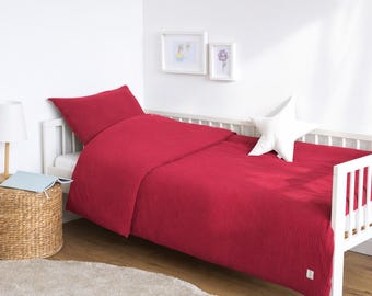 MUSSELIN Bedding for Children & Babies, RED, 100% Cotton, Soft and Breathable, IKEA Standard Sizes 80x80–150x200, Loolay Children's Bedding