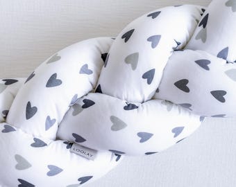 HEART Grey Braided Decorative Cushion 100 150 200 300 400 cm Decorative Pillow Cushion COTTON Draught Excluder Home Decoration Gift LOOLAY®