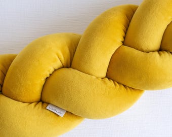 100% YELLOW Velvet Velour Braided Decorative Cushion 100 150 200 300 400 cm Decorative Pillow Draft Stopper Home Decoration Gift LOOLAY