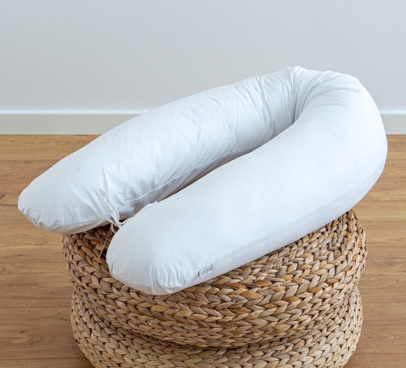 CLASSIC 100% Baumwolle Weiß, Grau, Beige (nicht gemustert) SEITENSCHLÄFERKISSEN Stillkissen Schwangerschaftskissen 170 & 190cm Bezug Kissen