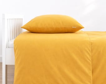 YELLOW Baby Bedding Set Cotton, Children's Bedding Set, Baby Bed Bedding, Neutral Nursery, 2-Piece, Minimalist, Handmade