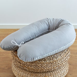 Side sleeper pillow cotton/MINKY fleece GREY nursing pillow pregnancy pillow positioning pillow 170 cm xxl SOFT incl. cover Loolay®
