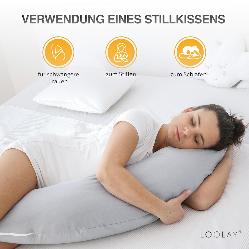 Verwenden CLASSIC 100% Baumwolle Weiß, Grau, Beige (nicht gemustert) SEITENSCHLÄFERKISSEN Stillkissen Schwangerschaftskissen 170 & 190cm Bezug Kissen