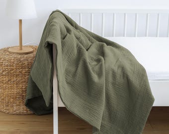 2-layer cotton muslin blanket White Ecru Beige Brown Red Green Grey Yellow Pink Blue Muslin 95x95, 120x120, 150x200 cm Summer Autumn Blanket