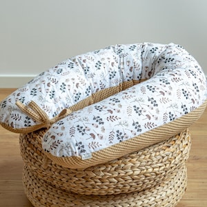 Waffle pique/ FLOWER MEADOW 100% cotton brown, pink, blue, yellow nursing pillow side sleeper pillow pregnancy pillow M/ L or L/ XL pillow
