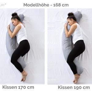 CLASSIC 100% cotton white, grey, beige not patterned SIDE SLEEP PILLOW nursing pillow pregnancy pillow 170 & 190 cm cover Loolay® image 8